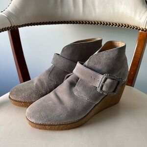 Jack Rogers taupe suede wedge ankle boots